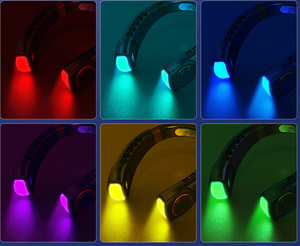 Produit promotionnel 2025, ventilateur de cou avec lumières d'ambiance colorées, 1800 mAh, pour motiver les employés au bureau - Product Image 3