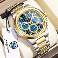 Montre pour homme luxueuse, sportive et élégante, mouvement à quartz, bracelet en acier inoxydable, chronographe analogique, aiguilles, 41 mm, 20 mm
