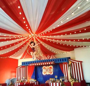 Fiestas Rojas, cortinas de boda, 2 paneles, 5x20FT, cortina de gasa, telón de fondo, cortinas de techo, decoración, arco de boda, tela drapeada - Product Image 2