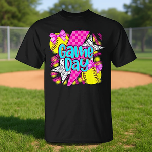 T-shirt de softball Game Day avec motif arc-en-ciel pour les amateurs de softball - Product Image 3