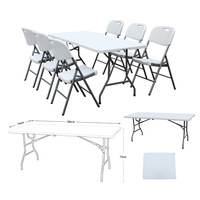 Table pliante Portable 6ft blanc rectangulaire en plastique mobilier d'extérieur pliable jardin restauration salle à manger Camping Tables pliantes