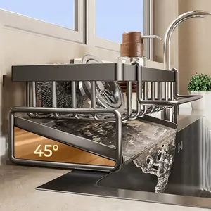 Soporte para esponja de cocina, estante de acero inoxidable para fregadero, escurridor de jabón, toallero, organizador de estantes, accesorios de almacenamiento para baño - Product Image 3