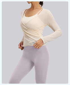 Conjunto de Dos Piezas de Yoga con Top Halter de Manga Larga, Relleno en el Pecho, Transpirable, Ecológico, de Secado Rápido, Blusa Deportiva - Product Image 6