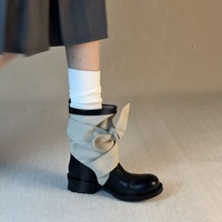 Bottes d'équitation mi-mollet pour femme, collection automne-hiver 2026, tige en microfibre douce, design vintage de niche, talon épais