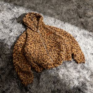 Sudadera con Capucha Extra Grande con Estampado de Leopardo, Diseño Personalizado, Estilo Urbano, Estampado Completo, Diseño a Rayas, Hombros Caídos, Corte Cuadrado, Sudadera para Hombre - Product Image 3