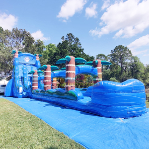 Tobogán acuático inflable gigante, casa de juegos inflable para fiestas, tobogán acuático tropical inflable con piscina para adultos - Product Image 3