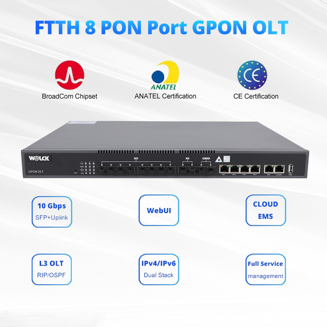 FTTH Optic Fiber Vsol V1600G1-B De 8 Portas 8 PON Puertos 8 Ports GPON OLT