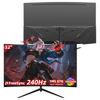 Moniteur incurvé 32 pouces, résolution 1080p, 240 Hz, HDR, haute précision des couleurs, écran IPS, pour photographie, montage vidéo, ordinateur de bureau
