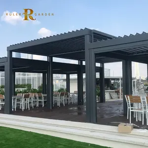 Telecomando esterno giardino italia alette regolabili in alluminio bioclimatic que pergola gazebo pavilion