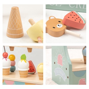 Jouets de <span class=keywords><strong>magasin</strong></span> de vente de crème glacée CPC CE <span class=keywords><strong>en</strong></span> <span class=keywords><strong>bois</strong></span>, éducatifs pour les jeunes enfants, thé de l'après-midi, cuisine simulée, stand de crème glacée, support de sucettes glacées - Product Image 4