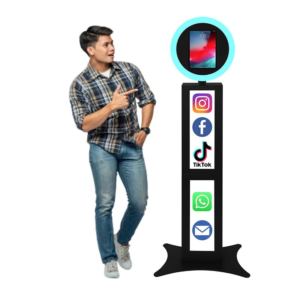 Selfie Booth Kiosk Rgb Ring Light Ipad Pro 12.9 Photo Booth Stand Portable Photobooth Machine