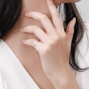 Простое кольцо из стерлингового серебра 925 пробы с тройной Quintuple, гладкое кольцо на костяшки пальца, антистресс, сцепляющиеся Кольца из розового серебра - Product Image 6