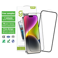 Aurey Factory 2.5D 9h Anti-rayures HD Personnalisable Protection d'écran anti-explosion 2 pièces pour iPhone 14 15 16 Pro Max