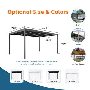 Pergola bioclimatique motorisée en aluminium imperméable avec pare-soleil et toit résistant à la pluie pour balcon et jardin - Product Image 5