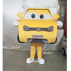 Vendita calda personaggio dei cartoni animati personaggio giallo auto Mascotte costume cosplay auto Mascotte Traje per adulto