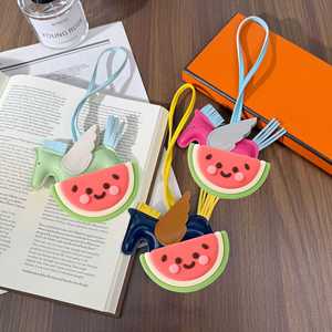 Playful Pegasus Watermelon Leather Bag Charm Cute Cartoon Design Portable Key Ring Sweet Gift <b>for</b> Girls - Product Image 2