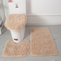 3 Parça Banyo Seti Halı Paspas Klozet Kapağı Örtüsü Düz Tek Renk Banyo Paspasları Seti Kaymaz Tüylü Ev Halıları Banyo İçin