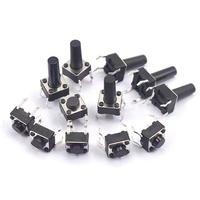 Interrupteur Tactile QQX 6x6mm DIP SMD, Micro-interrupteurs à Bouton-Poussoir Momentané Vertical 4 Broches, Hauteurs Multiples pour PCB
