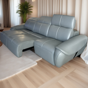 Canapé en cuir inclinable moderne, lit électrique extensible, style fonctionnel, canapés rétractables - Product Image 4