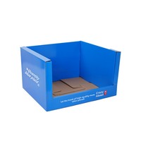 Présentoir de comptoir en carton ondulé personnalisé pour exposition en supermarché, boîte PDQ avec estampage à chaud et découpes pour magasin de détail