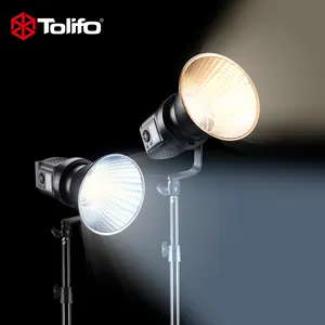 Tolifo SK-80DB Bi lampu Studio Video COB portabel, lampu fotografi luar ruangan 100W 3000-6000K warna Bi