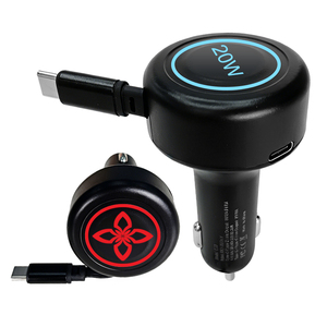 อะแดปเตอร์ชาร์จในรถยนต์ aliexpress ce rohs ชาร์จเร็วแบบสองพอร์ต สายชาร์จแบบยืดหดได้ usb type-c 3 in 1 - Product Image 1