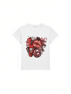 T-shirt con stampa Love Letter Design da donna, manica corta, girocollo, casual, in jersey di cotone, moda primavera estate - Product Image 1