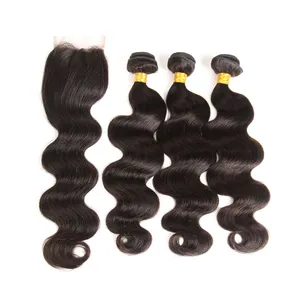 3 Bundles 26 28 30 Inch Brazilian Virgin Hair Bundles Body Wave With Closure