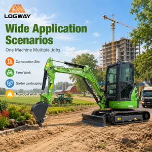 Mini-excavatrice EU LOGWAY en promotion pour le drainage municipal et le creusement de fossés routiers, avec cabine, lame large et chenilles. - Product Image 3