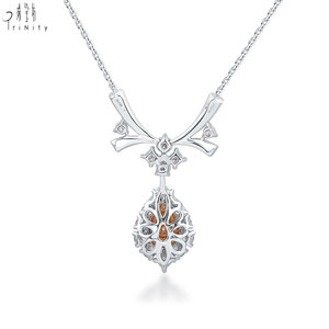 Hong Kong Supplier Luxury Jewelry 18K <b>Solid</b> <b>Gold</b> Natural Fancy Pear Cut Pink Diamond <b>Pendant</b> Necklace For Women Engagement Gift - Product Image 2