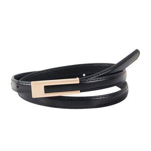 2025 nouvelles femmes pas cher maigre PU cuir <span class=keywords><strong>ceinture</strong></span> Simple <span class=keywords><strong>noir</strong></span> taille <span class=keywords><strong>ceinture</strong></span> pour robes jean pantalon avec boucle en alliage d'<span class=keywords><strong>or</strong></span> - Product Image 5