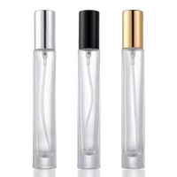 Botellas de Perfume de Vidrio Cuadradas Vacías de 10 ml, Botellas de Spray Recargables con Fondo Grueso, Serigrafía y Tapón de Goma
