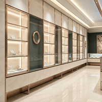 Décoration intérieure de bijouterie de luxe moderne, fabrication sur mesure de vitrines de présentation de bijoux en or rose, mobilier de magasin