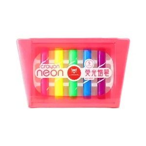 Kit lukisan krayon Neon warna-warni yang dapat dicuci aman tidak beracun untuk anak-anak, kulit