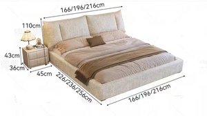 Gaya Italia beruang hitam kain Chenille lembut Master kamar tidur dengan rangka kayu dengan kasur dan penyimpanan - Product Image 6
