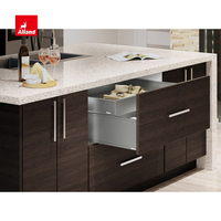 AllandCabinet Armoire de cuisine entièrement personnalisée Style contemporain Plat Grain de bois PVC MDF Laque Marbre/Stratifié Usage domestique