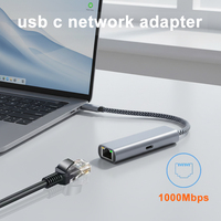 Adaptador Ethernet USB C 2 en 1, tarjeta de red LAN tipo C a RJ45 con carga PD de 100W, carcasa de aluminio para ordenador portátil/teléfono/tableta