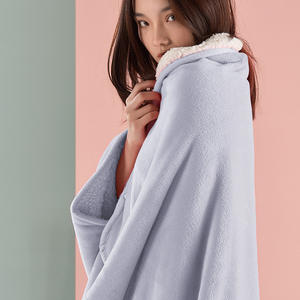 Dormitory Office Nap Air Conditioner Wearable Plaid Polyester Shawl Flannel <strong>Hoodie</strong> Blanket Soft Warm Winter Anti Dust Mite Study - Product Image 5