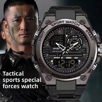 Jam Tangan Elektronik Fashion Olahraga Jam Tangan Pria Digital Elektronik Tampilan Ganda LED Lampu Malam Tahan Air dan Tahan Guncangan