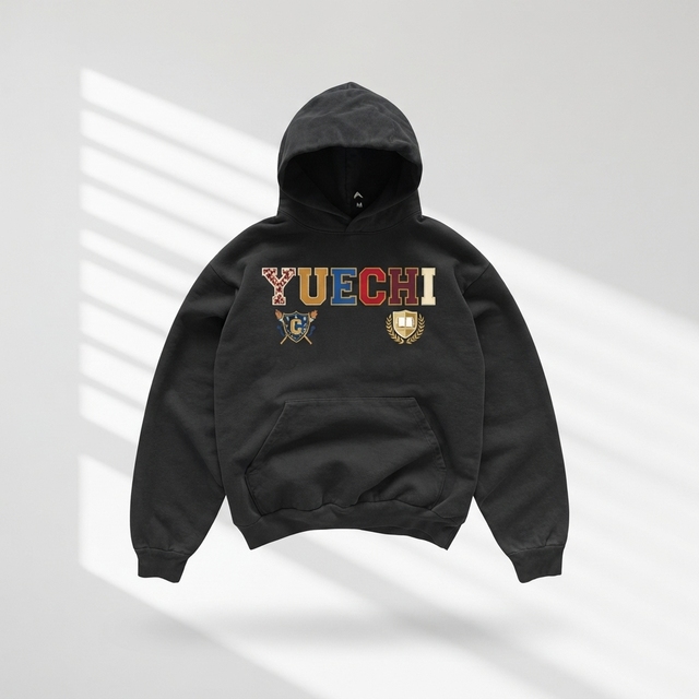 Custom Black Cropped Colorful Warped Text Graphic Hoodie Men Oversized Heavyweight French Terry Streetwear Casual Pullover OEM