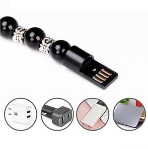 Vente en gros de perles Usb Bracelet de charge câble <span class=keywords><strong>Micro</strong></span> Usb câble pour téléphone portable noir personnalisé en cuir <span class=keywords><strong>Micro</strong></span> Usb cordon - Product Image 2