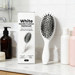 Cepillo Acolchado para Cabello con Cerdas de Jabalí Blancas, Desenredante y Anti-Frizz, Herramienta de Estilismo Profesional para Cabello Rizado, Liso, Seco y Mojado - Product Image 2