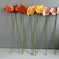 Fleurs artificielles en PU de haute qualité, imprimées en 3D, en forme de cœur, Anthurium, pour la décoration de mariage, de la maison et de la photographie
