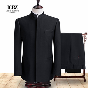 Bán Buôn Đứng Cổ Áo Trung Sơn Phù Hợp Với Với Bóng Tối Placket Người Đàn Ông Màu Đen Của Phù Hợp Với Slim Wedding Trung Quốc Phù Hợp Với - Product Image 2