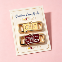 Verrous de lacets de chaussures en métal réglables, personnalisables avec logo et lettre en émail souple, vente en gros