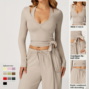 कस्टम लोगो लुभावनी फैशन वन-पीस लंबे स्लीव बैंड जिम की फसल शीर्ष महिलाएं नियमित रूप से फिट पहनती हैं - Product Image 2