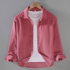 <span class=keywords><strong>Camicia</strong></span> da uomo in velluto a coste tinta unita <span class=keywords><strong>senza</strong></span> tasca con collo rovesciato su misura Polo a maniche lunghe - Product Image 3