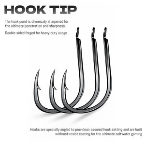 30 pièces/sac 11 # -20 #   Hameçon de pêche à longue tige en acier à haute teneur en carbone, style Maruto, à ardillon, pour jigging en eau salée, truite, poisson-chat, ruisseau - Product Image 2