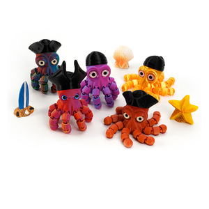 Pulpo Pirata Impreso en 3D, Animales Impresos en 3D con Articulaciones Flexibles, Decoración para el Hogar, Oficina o Aula, Decoración de Escritorio - Product Image 1