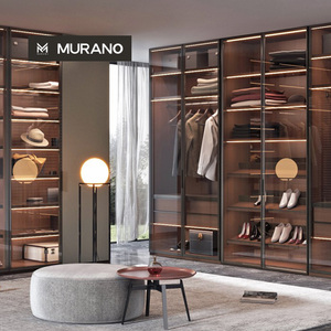 Dressing sur mesure moderne de haute qualité pour toute la maison avec éclairage LED, armoires de rangement pour chambre à coucher, portes vitrées - Product Image 1